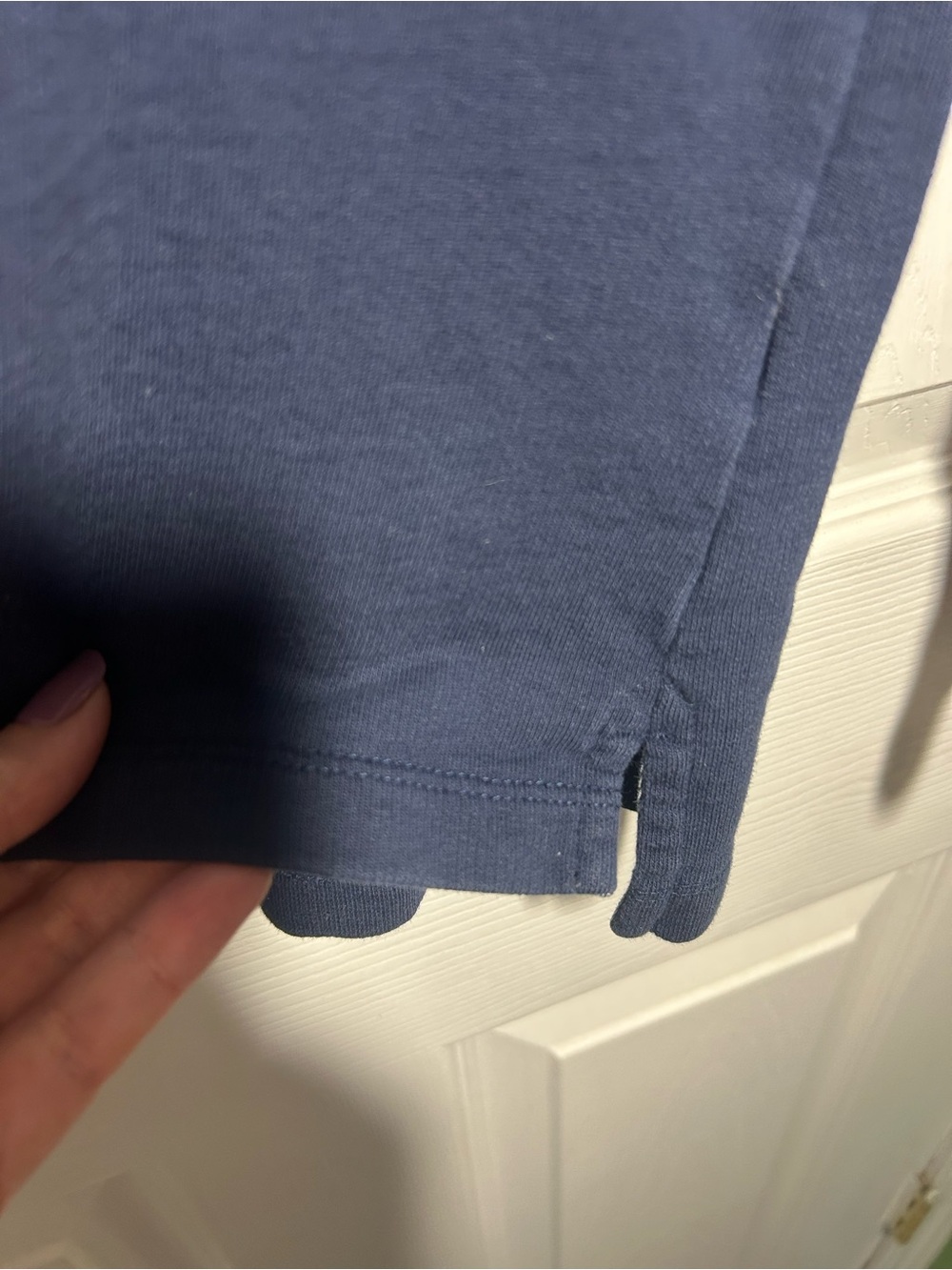 L.L. Bean Navy 100% Cotton Quarter-Button Mock Neck Pullover Size Small - 501541 - Picture 9 of 12